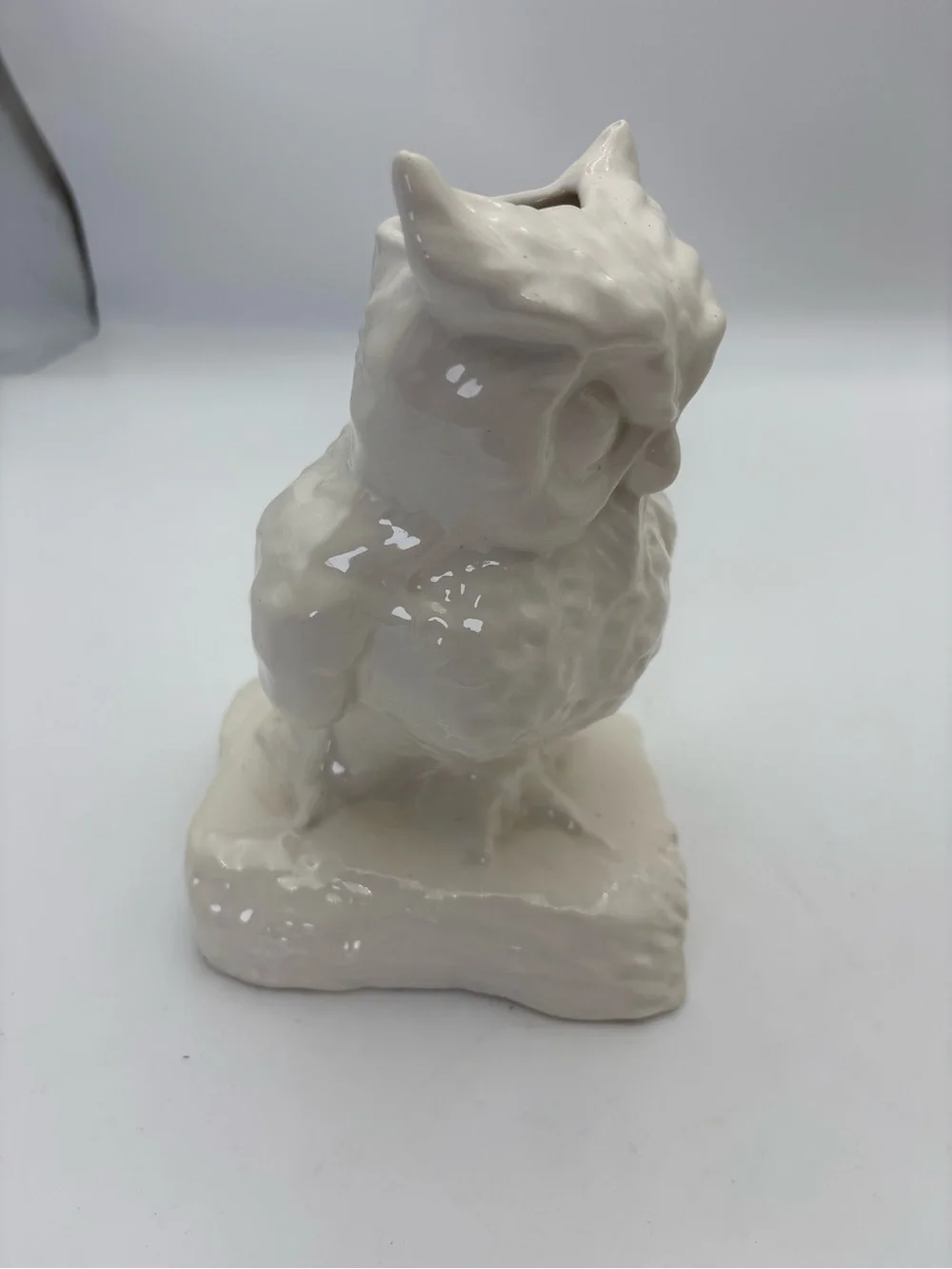 Vintage Ceramic Owl Vase - White Home Art Decor